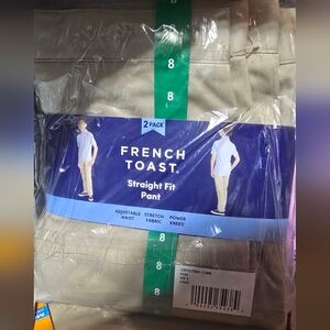 French Toast Boys Uniform Straight Fit Adjustable Waist Pants 2 PK(KHAKI 5)Nwt